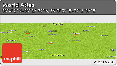 Physical Panoramic Map of the Area around 53° 17' 0" N, 76° 34' 29" E
