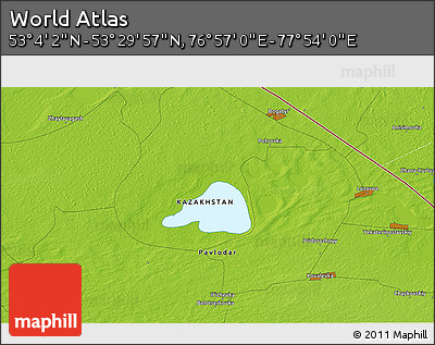Physical 3D Map of the Area around 53° 17' 0" N, 77° 25' 30" E