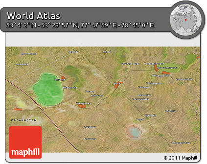 Satellite 3D Map of the Area around 53° 17' 0" N, 78° 16' 30" E