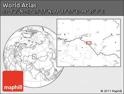 Blank Location Map of the Area around 53° 17' 0" N, 78° 16' 30" E