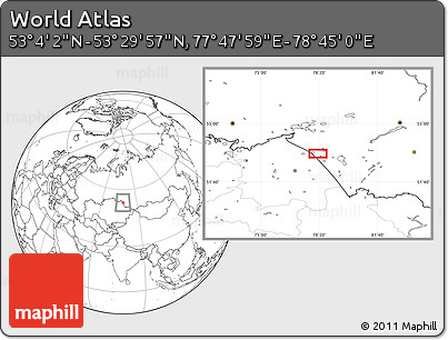 Blank Location Map of the Area around 53° 17' 0" N, 78° 16' 30" E