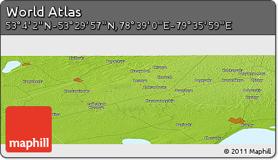 Physical Panoramic Map of the Area around 53° 17' 0" N, 79° 7' 30" E