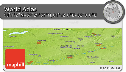 Physical Panoramic Map of the Area around 53° 17' 0" N, 81° 40' 30" E