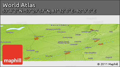 Physical Panoramic Map of the Area around 53° 17' 0" N, 81° 40' 30" E