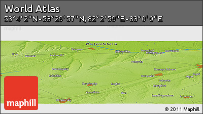 Physical Panoramic Map of the Area around 53° 17' 0" N, 82° 31' 30" E