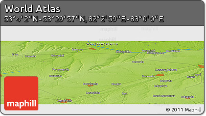 Physical Panoramic Map of the Area around 53° 17' 0" N, 82° 31' 30" E