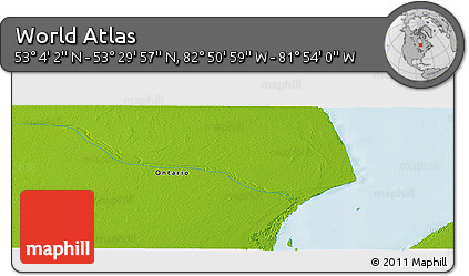 Physical Panoramic Map of the Area around 53° 17' 0" N, 82° 22' 30" W