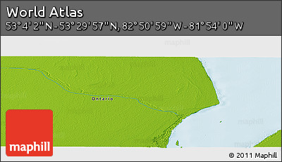 Physical Panoramic Map of the Area around 53° 17' 0" N, 82° 22' 30" W