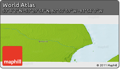 Physical Panoramic Map of the Area around 53° 17' 0" N, 82° 22' 30" W