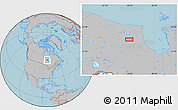Gray Location Map of the area around 53° 17' 0" N, 84° 4' 29" W, hill shading