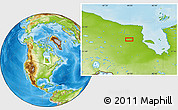 Physical Location Map of the area around 53° 17' 0" N, 84° 4' 29" W