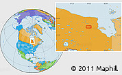 Political Location Map of the area around 53° 17' 0" N, 84° 4' 29" W