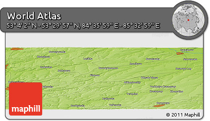 Physical Panoramic Map of the Area around 53° 17' 0" N, 85° 4' 29" E