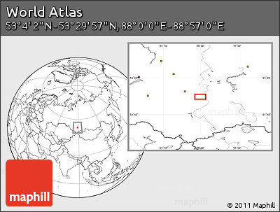 Blank Location Map of the Area around 53° 17' 0" N, 88° 28' 29" E