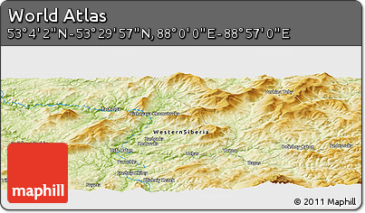 Physical Panoramic Map of the Area around 53° 17' 0" N, 88° 28' 29" E