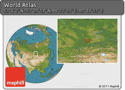 Satellite Location Map of the Area around 53° 17' 0" N, 89° 19' 29" E