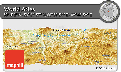 Physical Panoramic Map of the Area around 53° 17' 0" N, 89° 19' 29" E