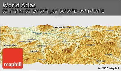 Physical Panoramic Map of the Area around 53° 17' 0" N, 89° 19' 29" E