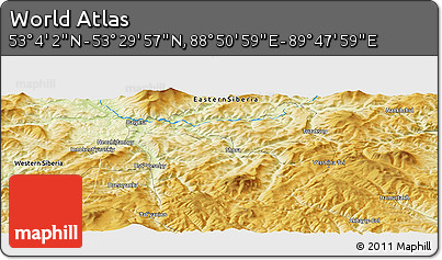 Physical Panoramic Map of the Area around 53° 17' 0" N, 89° 19' 29" E