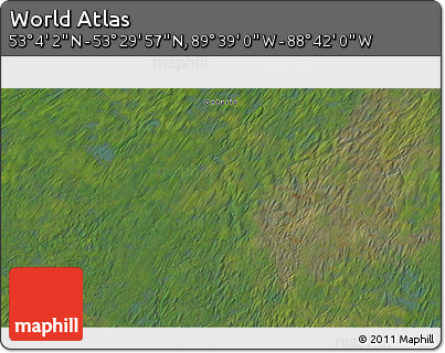 Satellite 3D Map of the Area around 53° 17' 0" N, 89° 10' 30" W