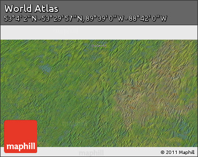 Satellite 3D Map of the Area around 53° 17' 0" N, 89° 10' 30" W