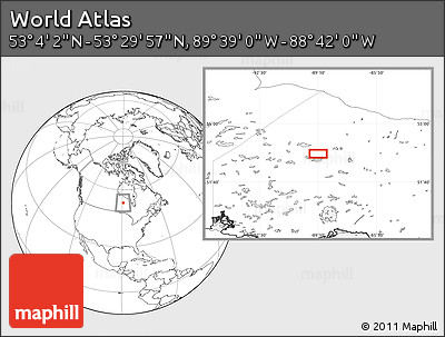 Blank Location Map of the Area around 53° 17' 0" N, 89° 10' 30" W
