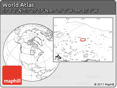 Blank Location Map of the Area around 53° 17' 0" N, 89° 10' 30" W