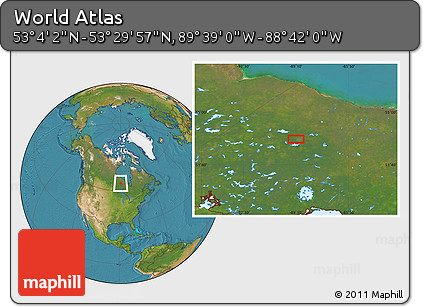 Satellite Location Map of the Area around 53° 17' 0" N, 89° 10' 30" W