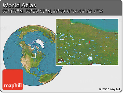 Satellite Location Map of the Area around 53° 17' 0" N, 89° 10' 30" W