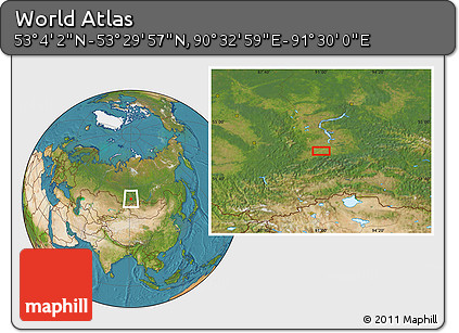 Satellite Location Map of the Area around 53° 17' 0" N, 91° 1' 30" E