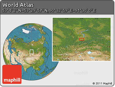 Satellite Location Map of the Area around 53° 17' 0" N, 91° 1' 30" E