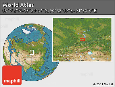 Satellite Location Map of the Area around 53° 17' 0" N, 91° 1' 30" E