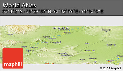 Physical Panoramic Map of the Area around 53° 17' 0" N, 91° 1' 30" E