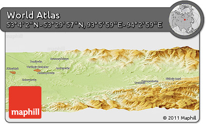 Physical Panoramic Map of the Area around 53° 17' 0" N, 93° 34' 29" E
