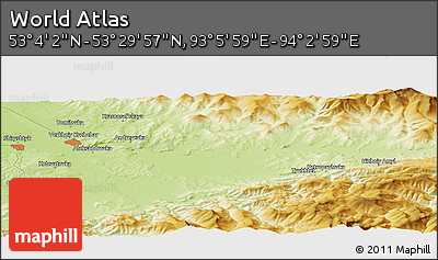 Physical Panoramic Map of the Area around 53° 17' 0" N, 93° 34' 29" E