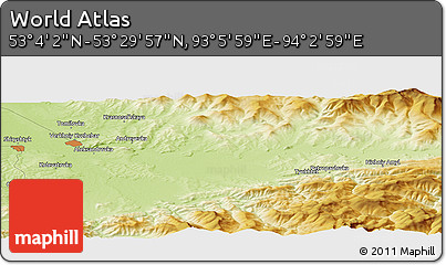 Physical Panoramic Map of the Area around 53° 17' 0" N, 93° 34' 29" E