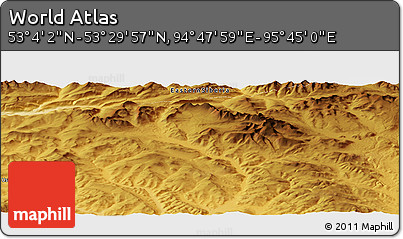Physical Panoramic Map of the Area around 53° 17' 0" N, 95° 16' 30" E