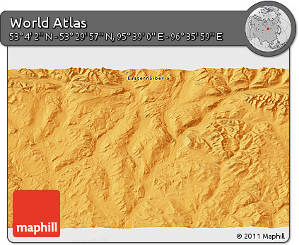 Political 3D Map of the Area around 53° 17' 0" N, 96° 7' 30" E