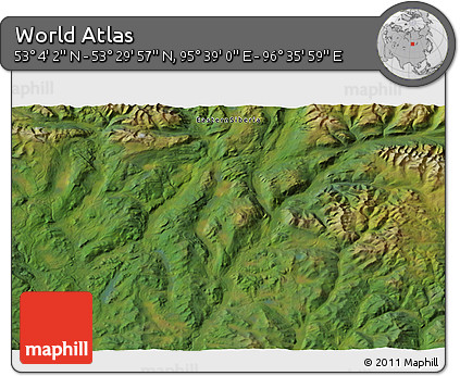 Satellite 3D Map of the Area around 53° 17' 0" N, 96° 7' 30" E