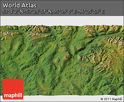 Satellite 3D Map of the Area around 53° 17' 0" N, 96° 7' 30" E