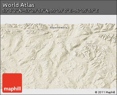 Shaded Relief 3D Map of the Area around 53° 17' 0" N, 96° 7' 30" E