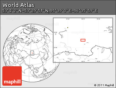 Blank Location Map of the Area around 53° 17' 0" N, 96° 7' 30" E