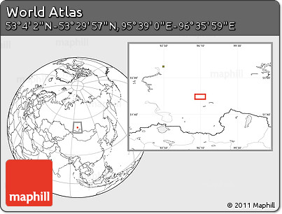 Blank Location Map of the Area around 53° 17' 0" N, 96° 7' 30" E