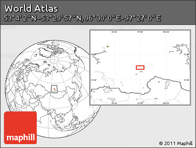 Blank Location Map of the Area around 53° 17' 0" N, 96° 58' 29" E