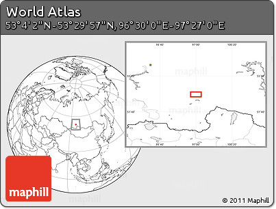 Blank Location Map of the Area around 53° 17' 0" N, 96° 58' 29" E