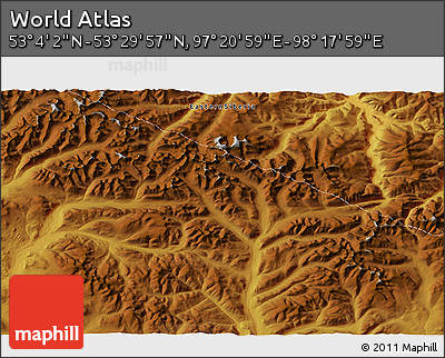 Physical 3D Map of the Area around 53° 17' 0" N, 97° 49' 29" E