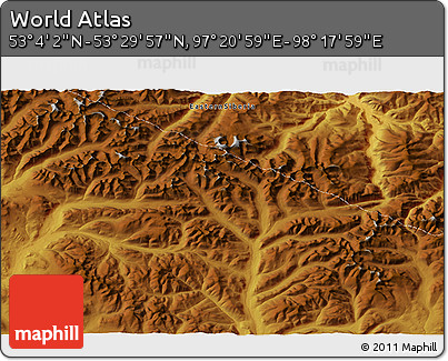Physical 3D Map of the Area around 53° 17' 0" N, 97° 49' 29" E