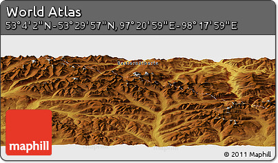 Physical Panoramic Map of the Area around 53° 17' 0" N, 97° 49' 29" E