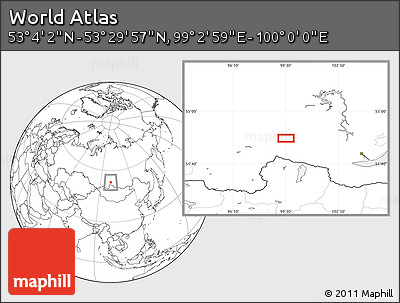 Blank Location Map of the Area around 53° 17' 0" N, 99° 31' 30" E