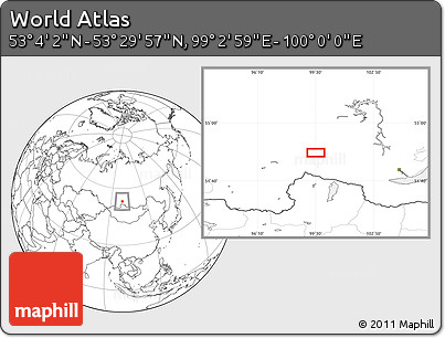 Blank Location Map of the Area around 53° 17' 0" N, 99° 31' 30" E
